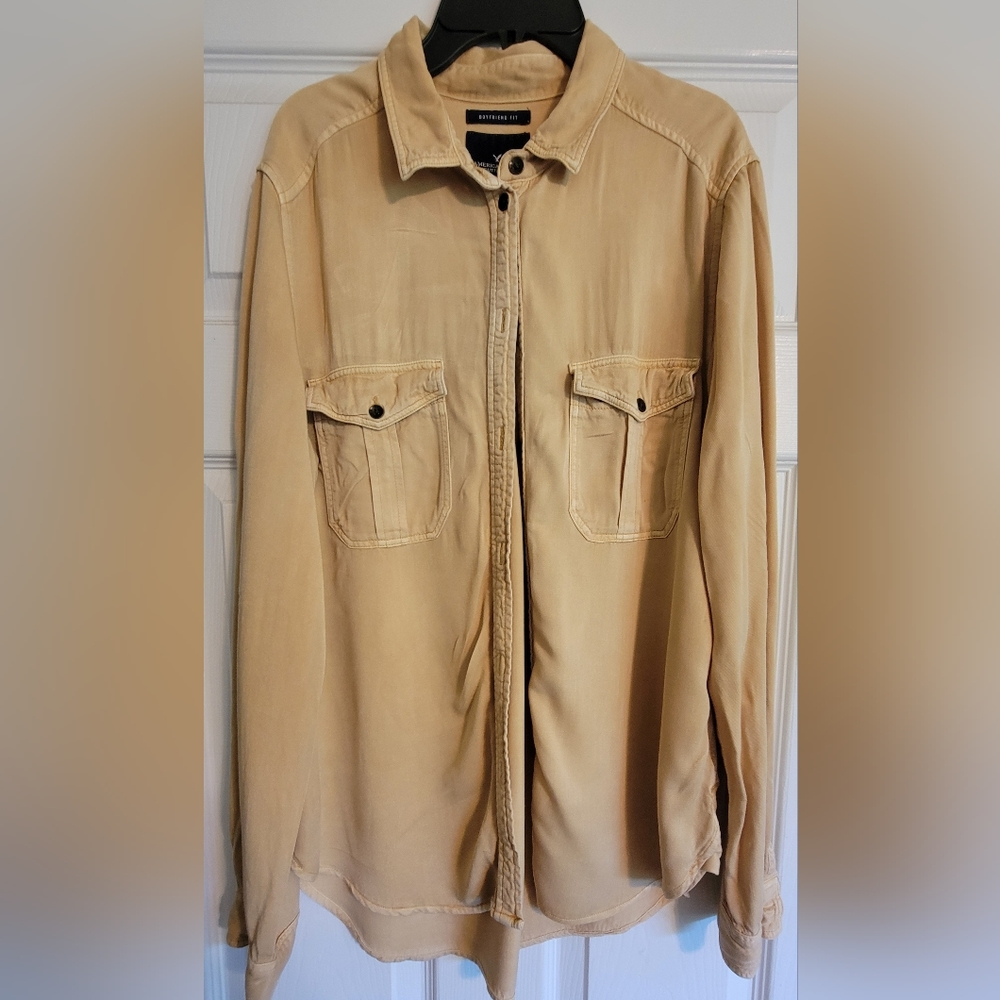 Pale mustard yellow boyfriend button up shirt - Picture 4 of 4